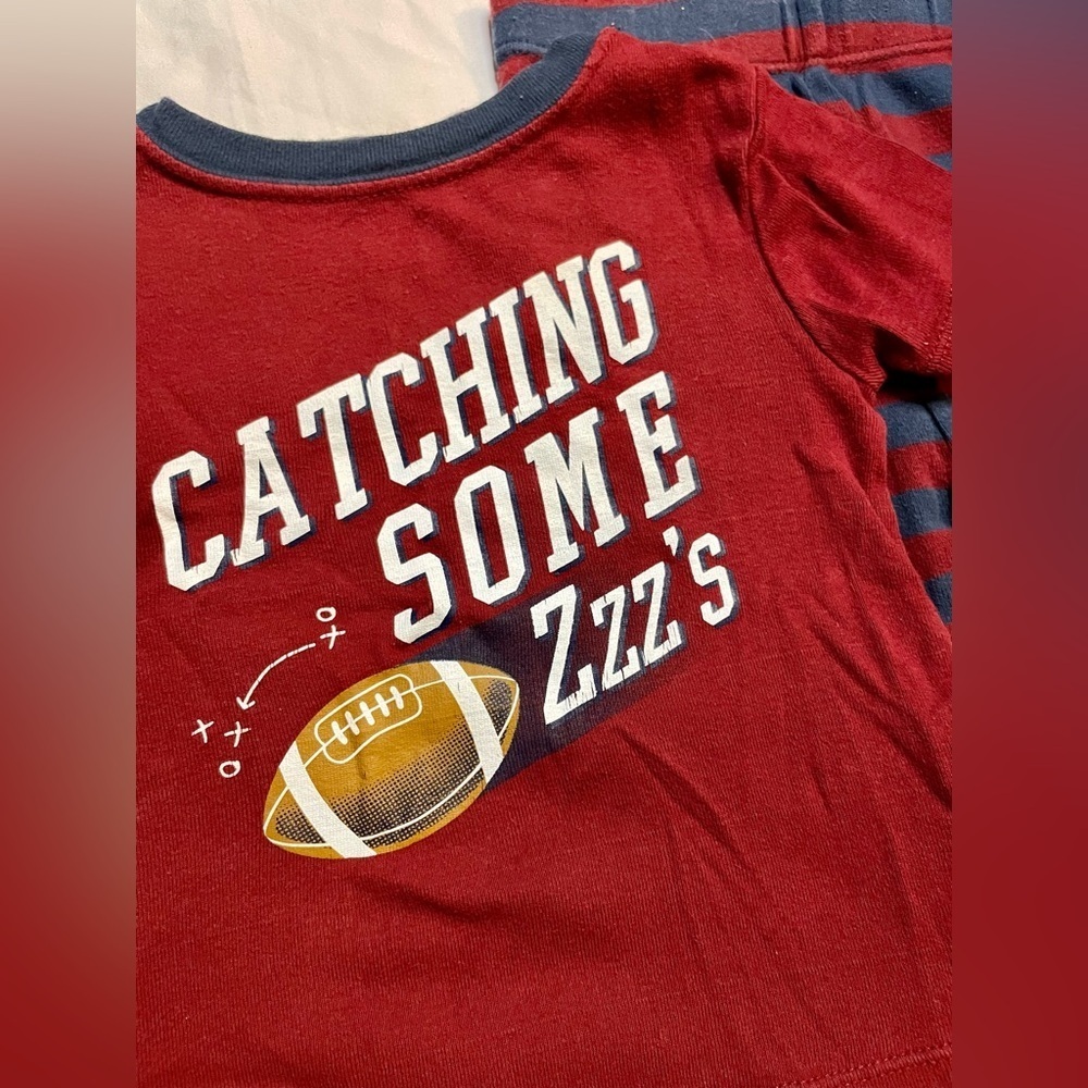 Wonder Nation Sleepwear set 2T Boys Red and Blue PRELOVED Football decal - Picture 3 of 6